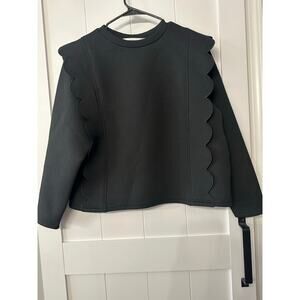 Compania Fantastica - Neoprene Scalloped Sweatshirt Sz S